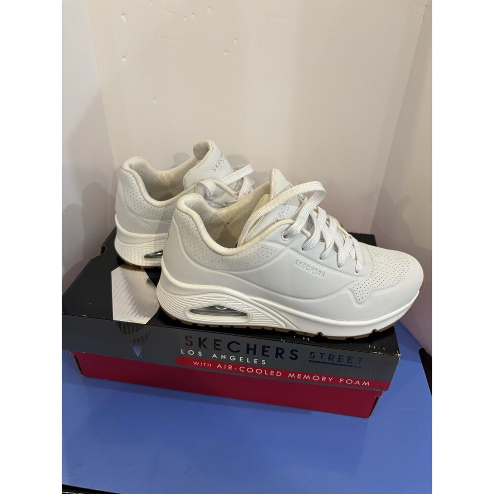 SKECHERS Womens Size 7 Street Los Angeles UNO Stand On Air White Laces 73690 Box